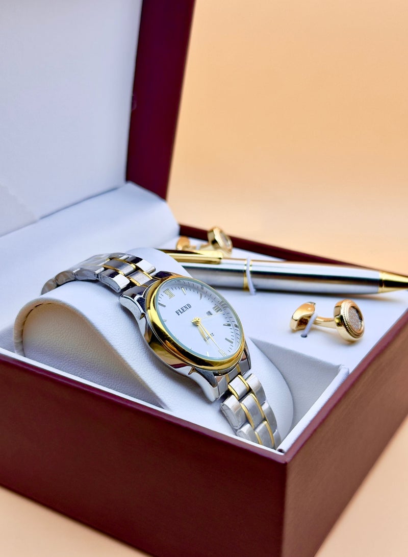 طقم هدايا ولادي متكامل – ساعة ولادي ضد الماء ؛ ساعة للاطفال عملية، مع قلم ثوب ولادي فاخر وقلم للثوب للاولاد وكبك ولادي أنيق – ساعة اولاد راقية، ساعة ولادية مميزة، ساعة ولد عصرية، الهدية المثالية للأولاد (هدية ولادي، هدايا ولادي، هدايا اولاد - Image 1